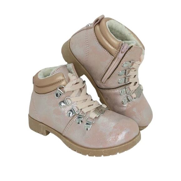 Bebe Girls Pre-owned Rose Gold Glitter High Top w/Zipper Sneakers - sz. 11 - Picture 1 of 5